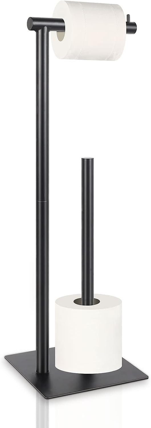 Black Metal Freestanding Toilet Paper Holder Stand