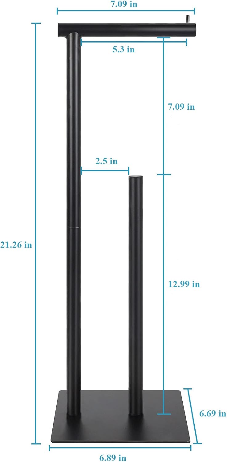 Black Metal Freestanding Toilet Paper Holder Stand