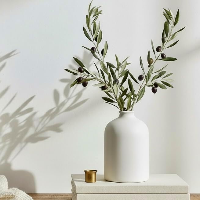 White Matte Textured Ceramic Decor Vase