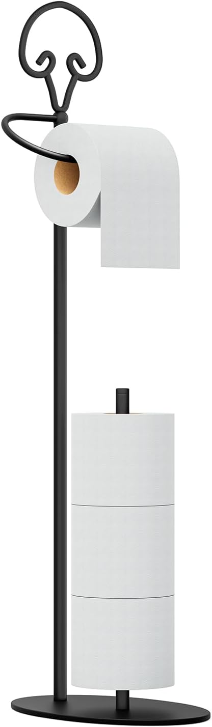 Black Freestanding Toilet Paper Holder Stand
