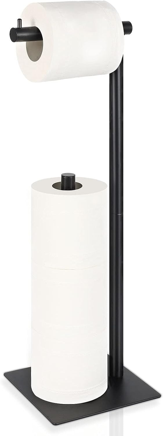 Black Metal Freestanding Toilet Paper Holder Stand