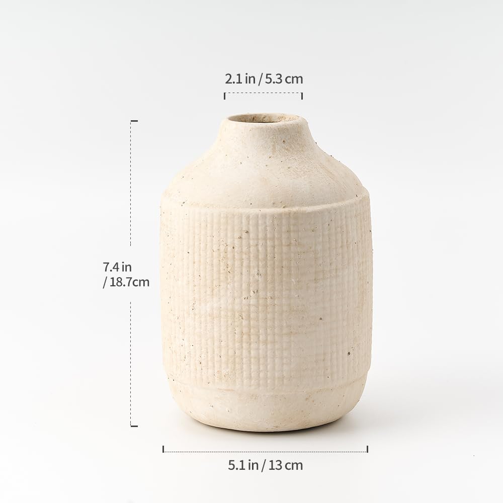 White Farmhouse Ceramic Decorative Flower Vase