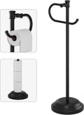 Black Freestanding Bathroom Toilet Paper Holder Stand