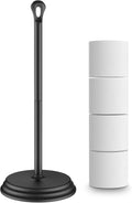 Black Metal Freestanding Toilet Paper Holder Stand