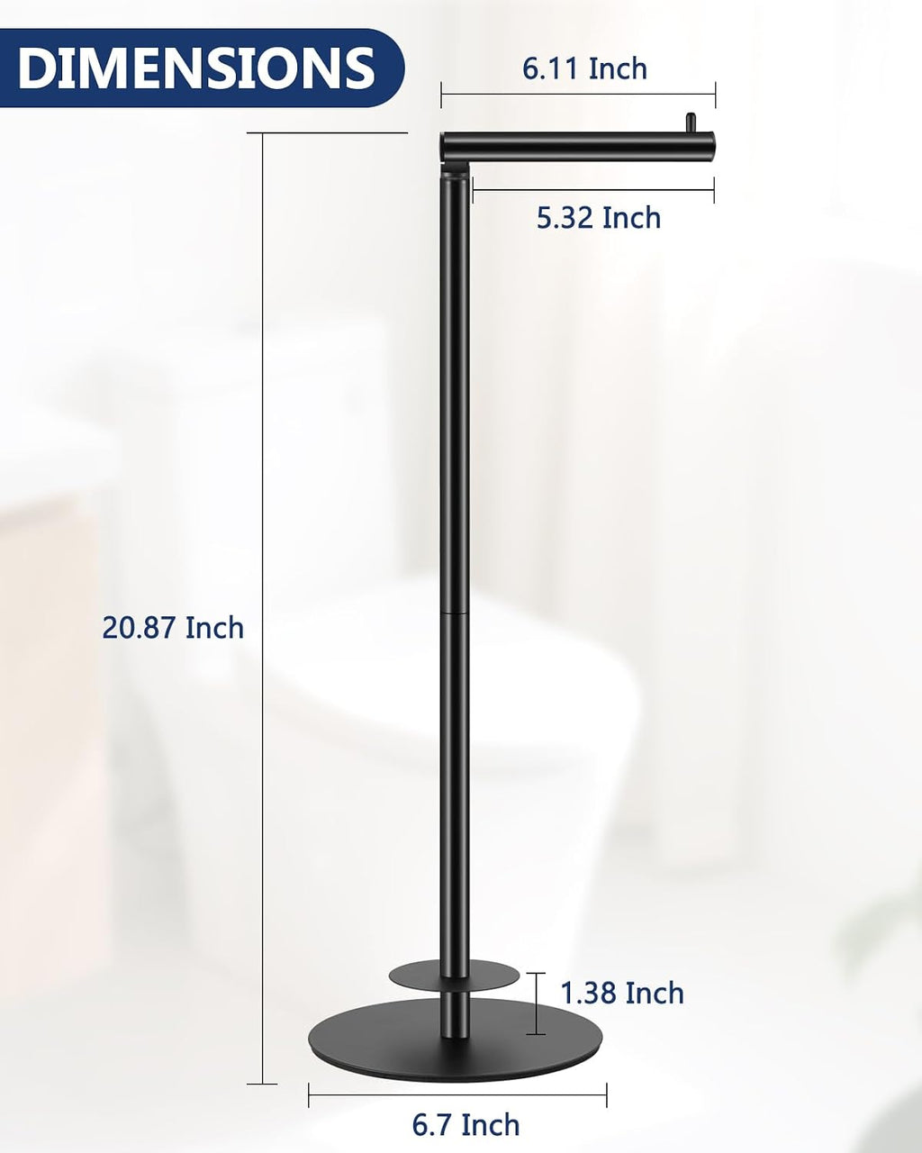 Black Freestanding Toilet Paper Holder With Shelf