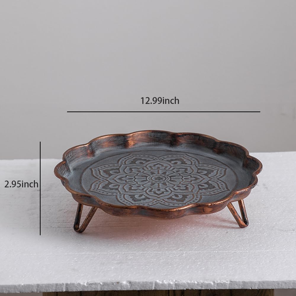 Rustic Metal Decorative Serving Tray Platter