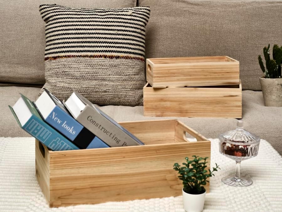 Farmhouse Wooden Storage Display Crate Boxes