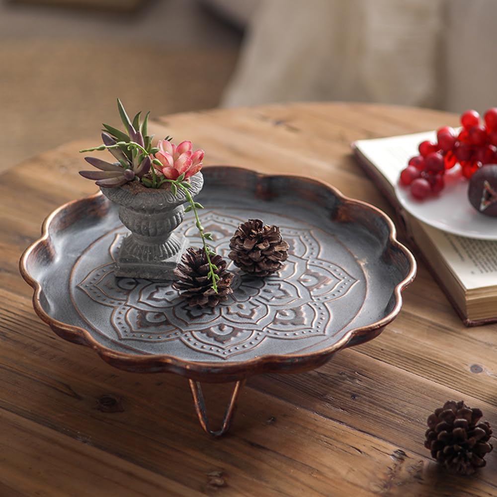 Rustic Metal Decorative Serving Tray Platter