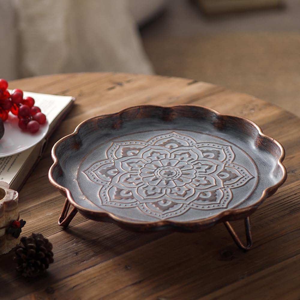 Rustic Metal Decorative Serving Tray Platter