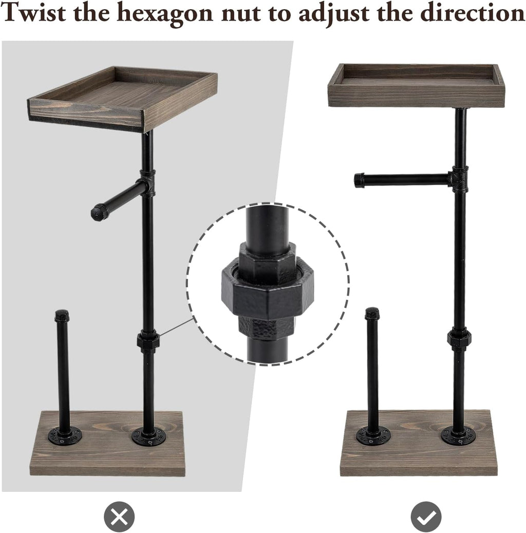 Rustic Wood Toilet Paper Holder Stand