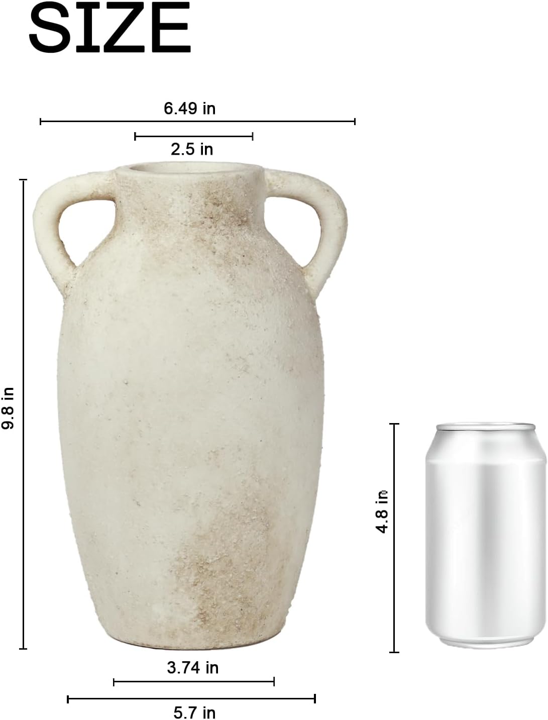 Beige Farmhouse Ceramic Vase With Handles