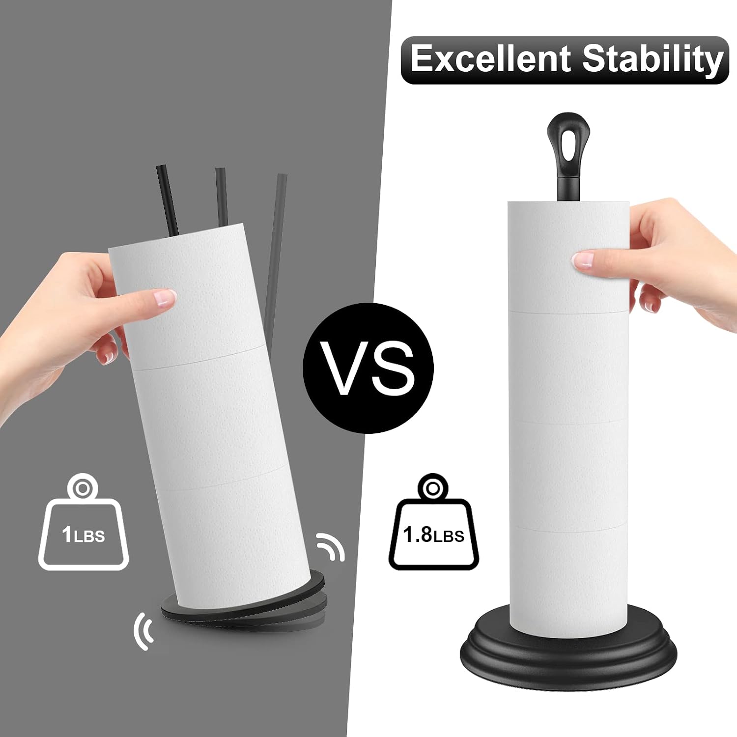 Black Metal Freestanding Toilet Paper Holder Stand