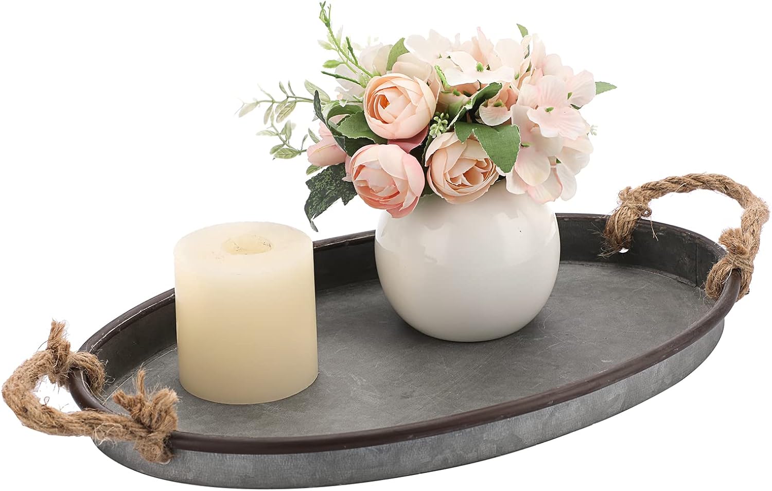 Farmhouse Metal Serving Tray With Handles