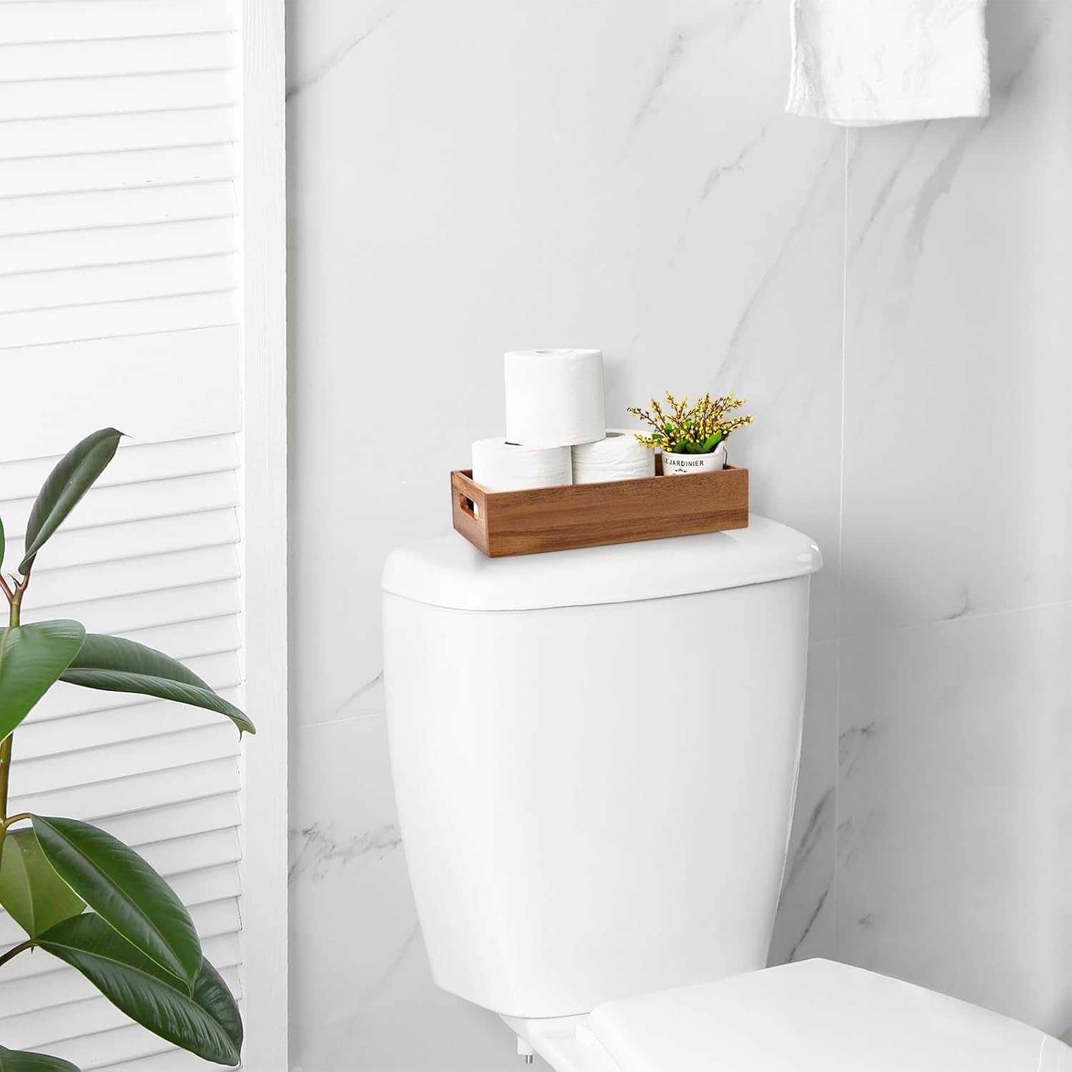 Acacia Wood Bathroom Storage Organizer Basket