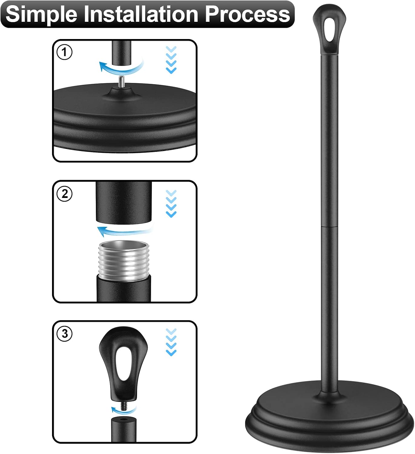 Black Metal Freestanding Toilet Paper Holder Stand