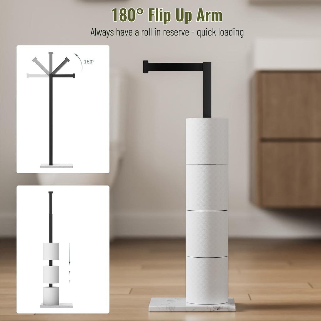 Black Marble Base Toilet Paper Holder Stand