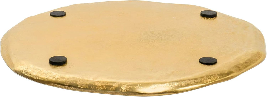 Gold Textured Round Metal Decorative Tray