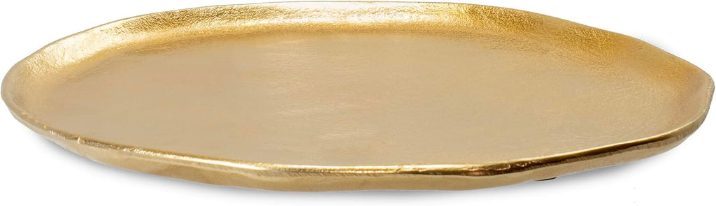 Gold Textured Round Metal Decorative Tray