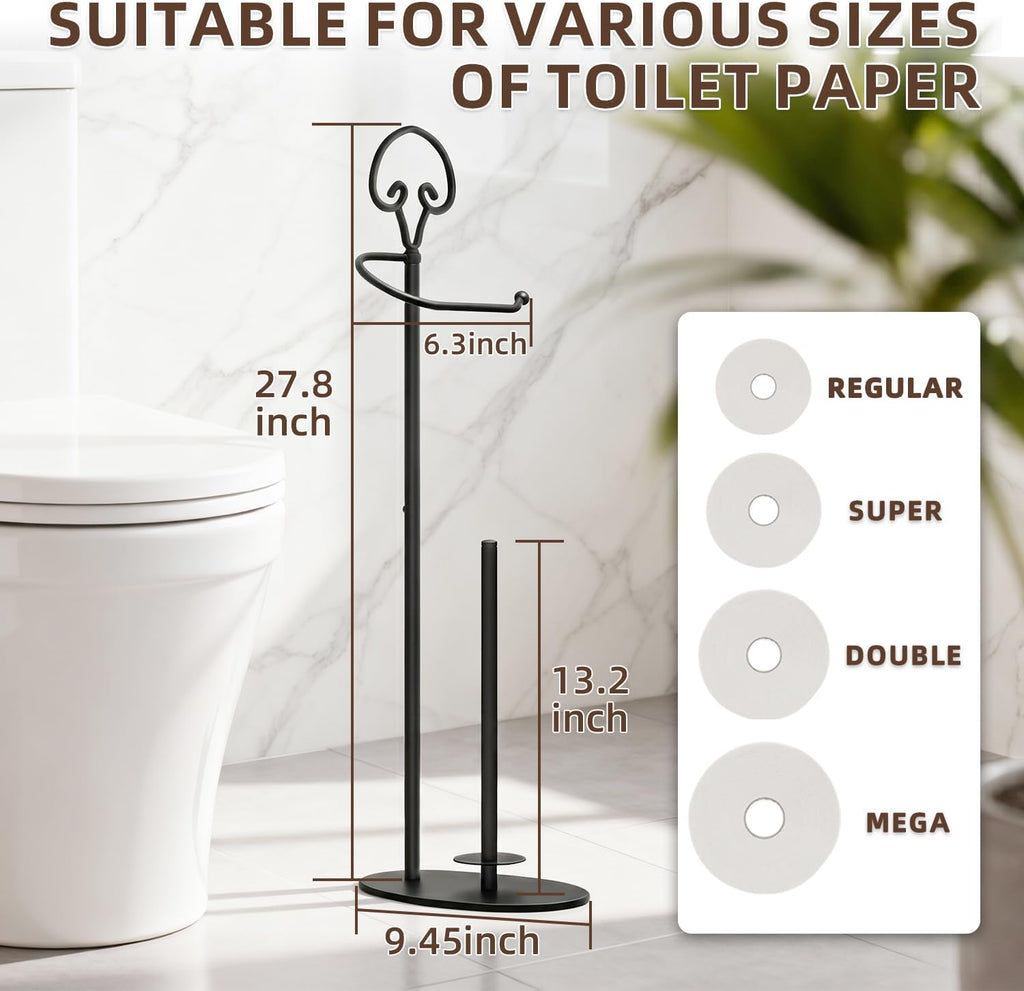 Black Freestanding Toilet Paper Holder Stand