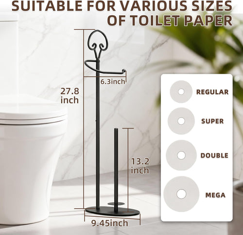 Black Freestanding Toilet Paper Holder Stand