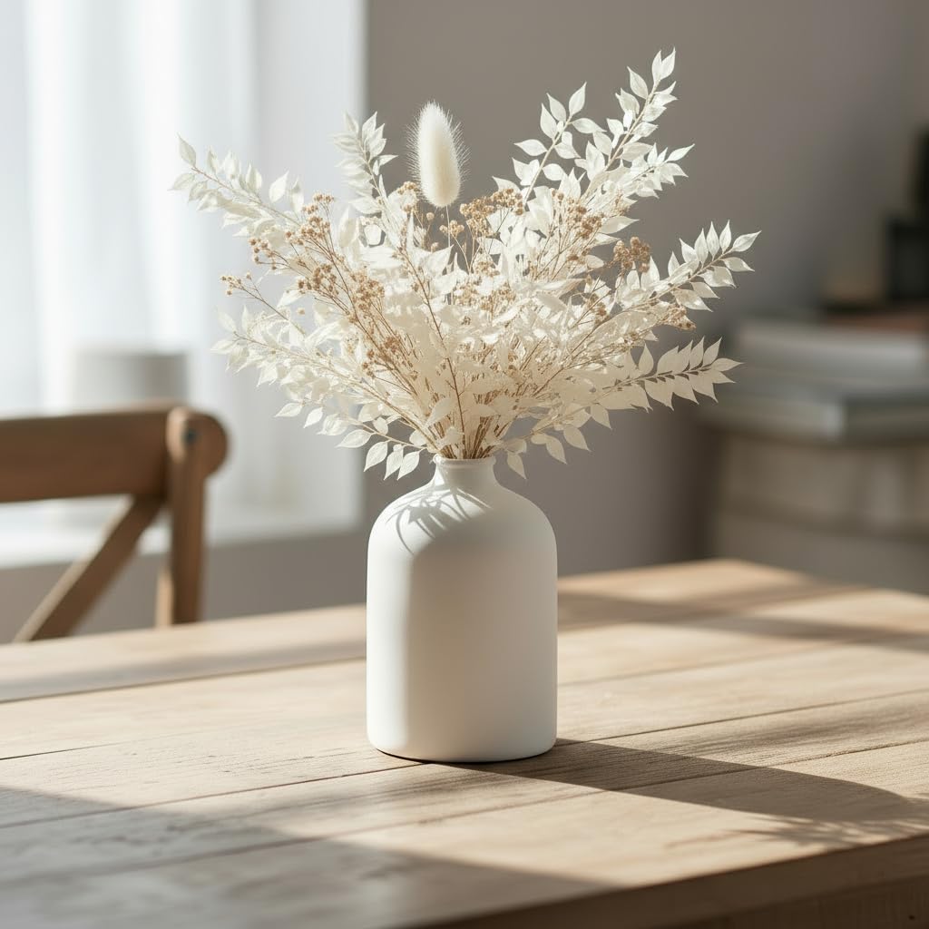 White Matte Textured Ceramic Decor Vase