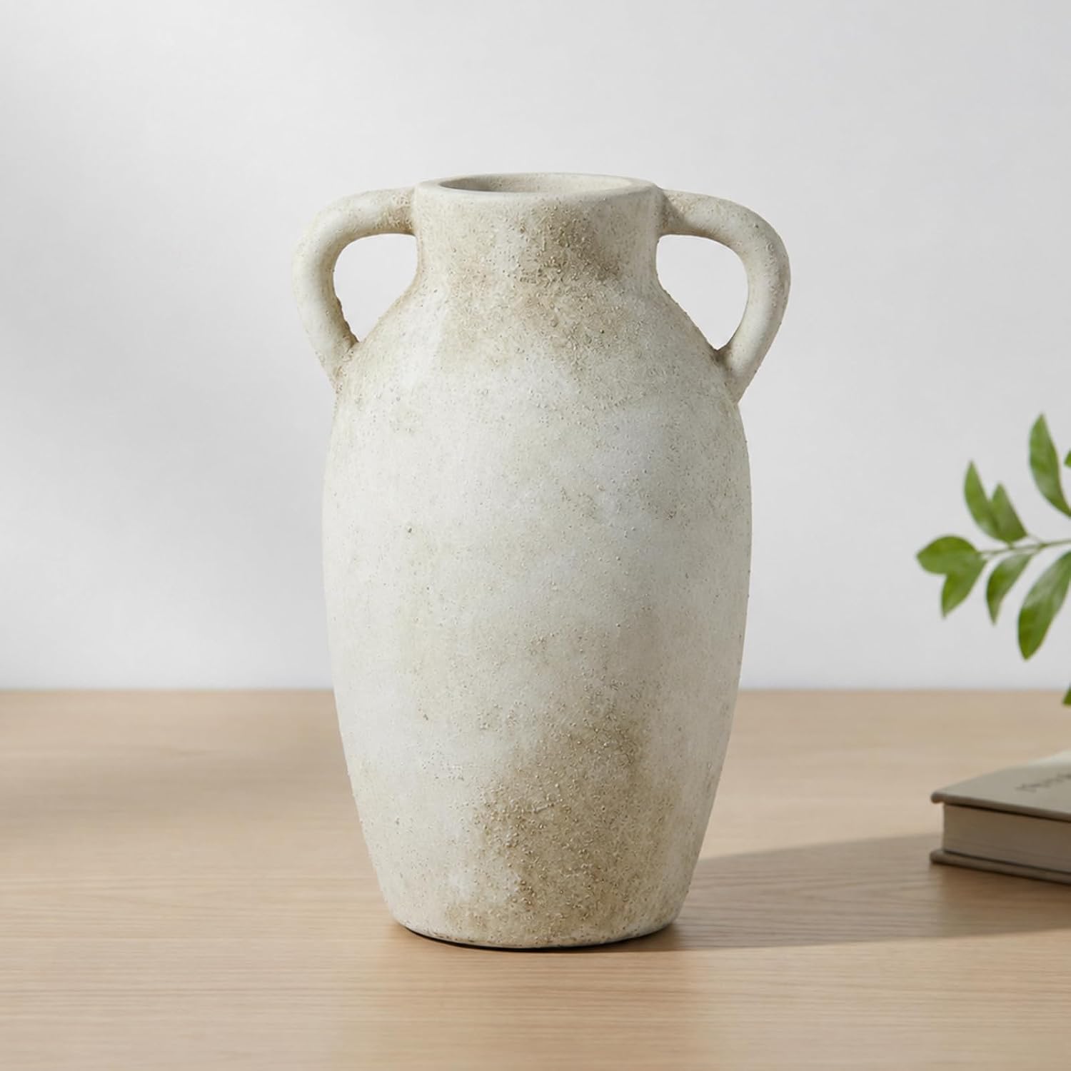 Beige Farmhouse Ceramic Vase With Handles