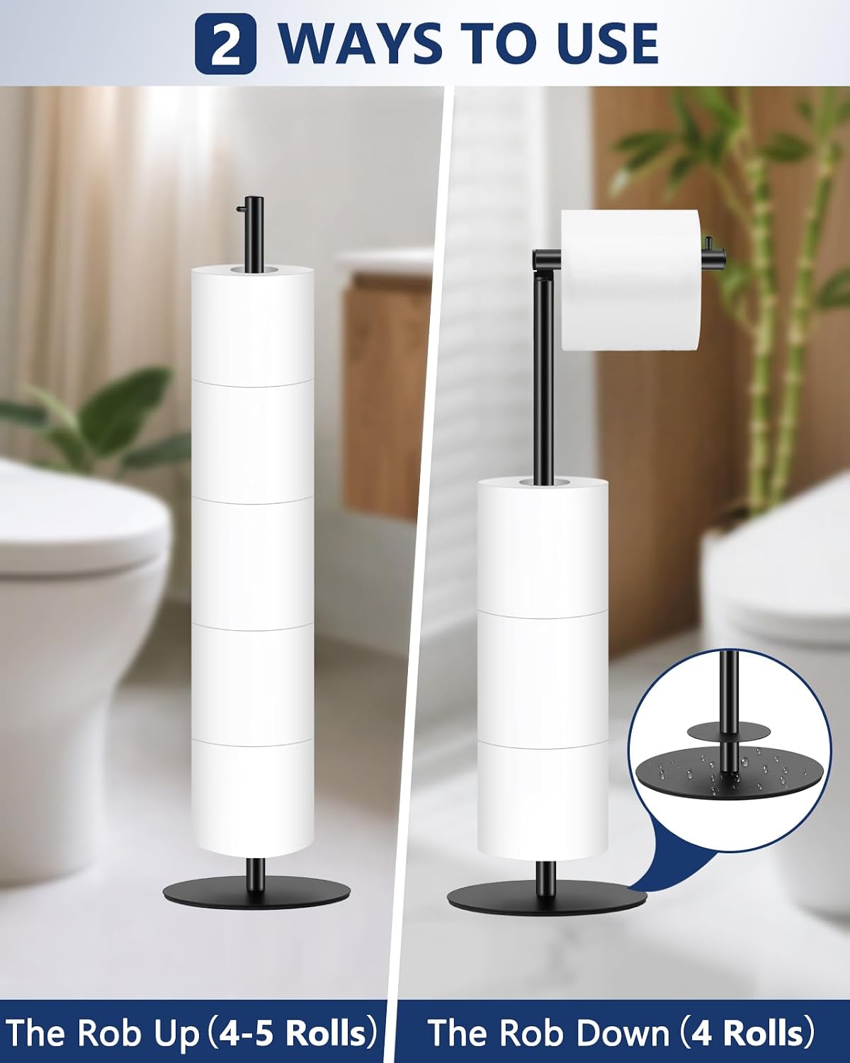 Black Freestanding Toilet Paper Holder With Shelf