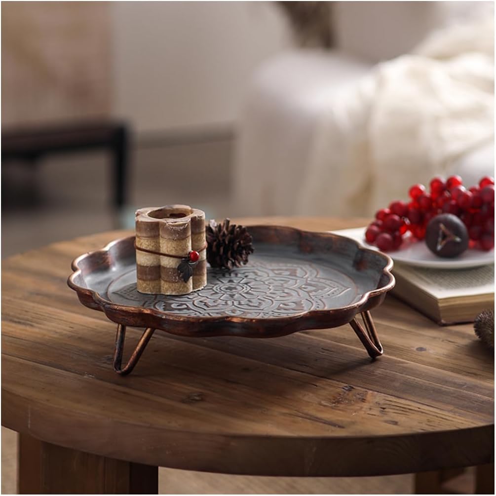 Rustic Metal Decorative Serving Tray Platter