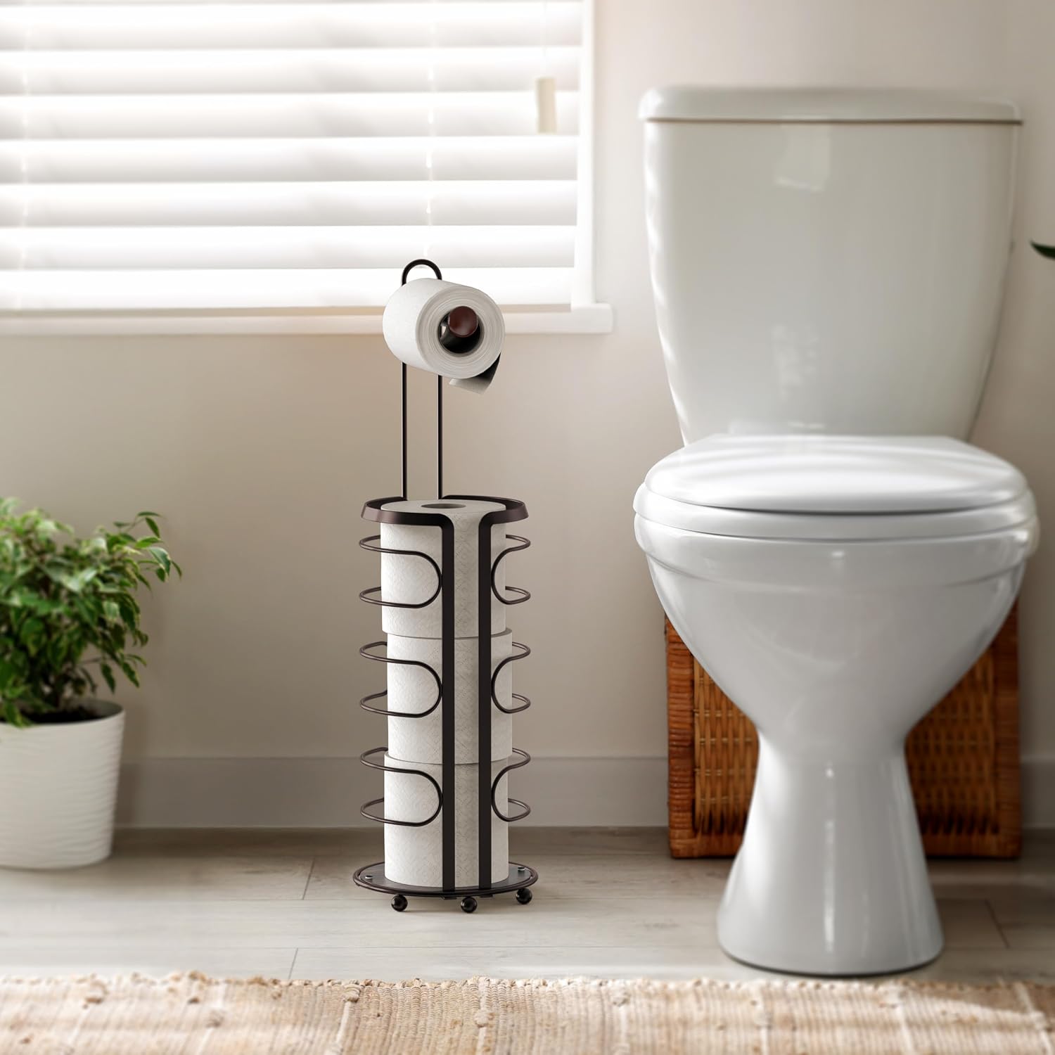 Bronze Freestanding Toilet Paper Holder Stand