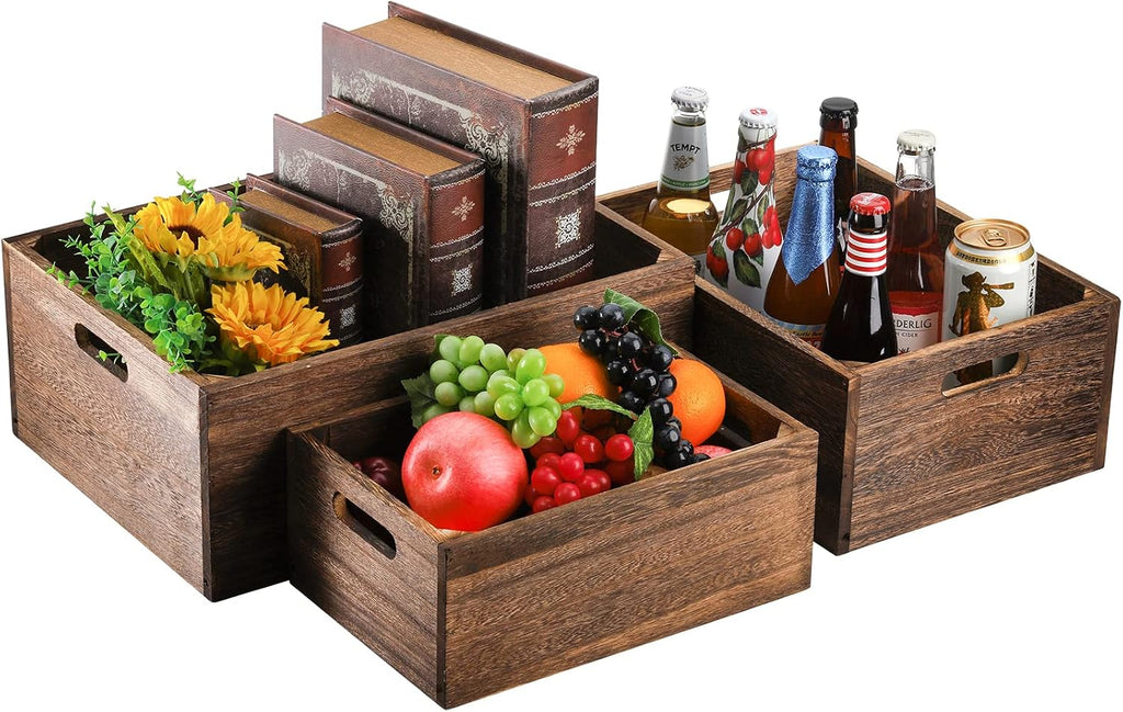 Farmhouse Wooden Nesting Storage Crate Set