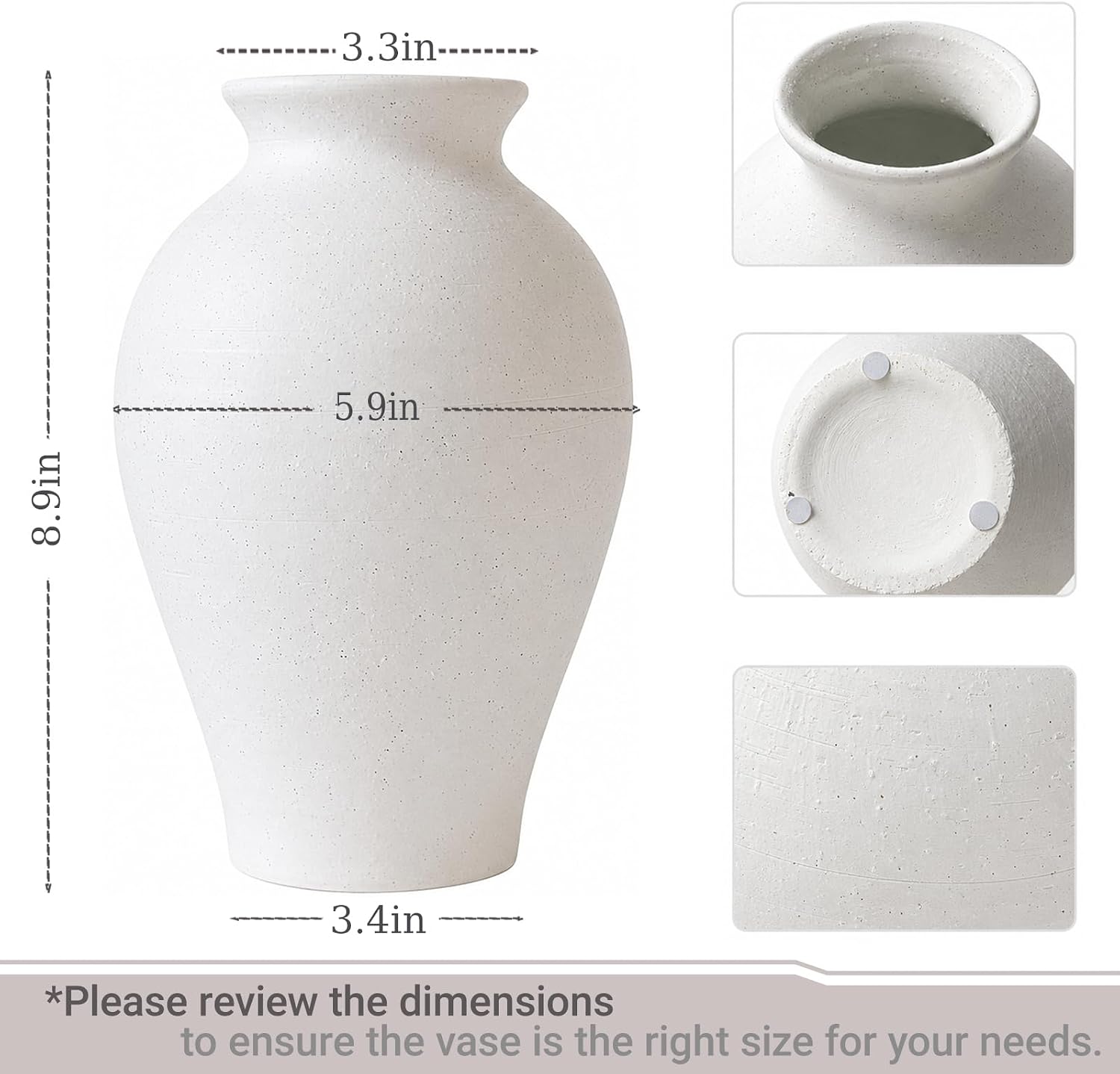 White Rustic Farmhouse Ceramic Flower Vase