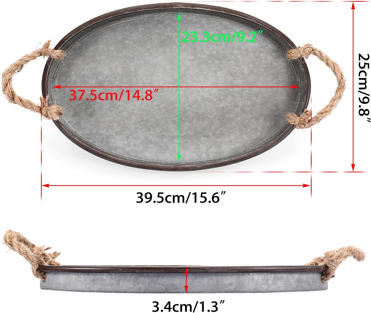 Farmhouse Metal Serving Tray With Handles