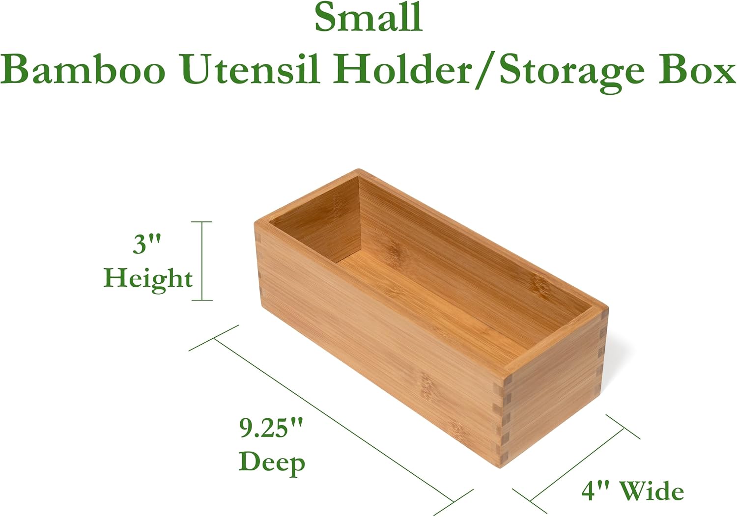 Bamboo Wood Utensil Storage Organizer Box