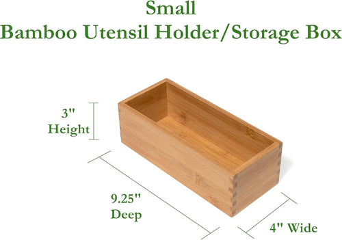 Bamboo Wood Utensil Storage Organizer Box