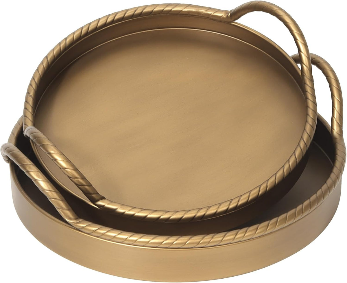 Vintage Gold Round Decorative Tray Set
