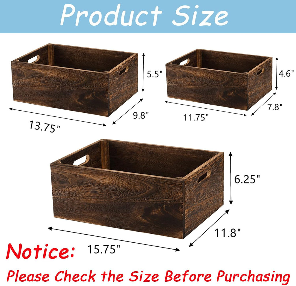 Farmhouse Wooden Nesting Storage Crate Set