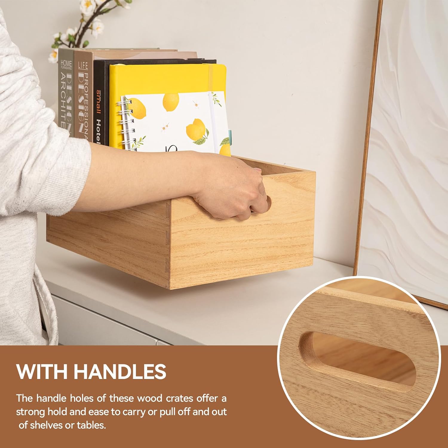 Nesting Wooden Storage Crate Set With Handles