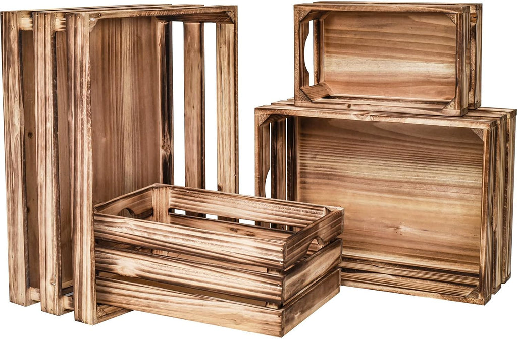 Rustic Farmhouse Wooden Storage Crate Set