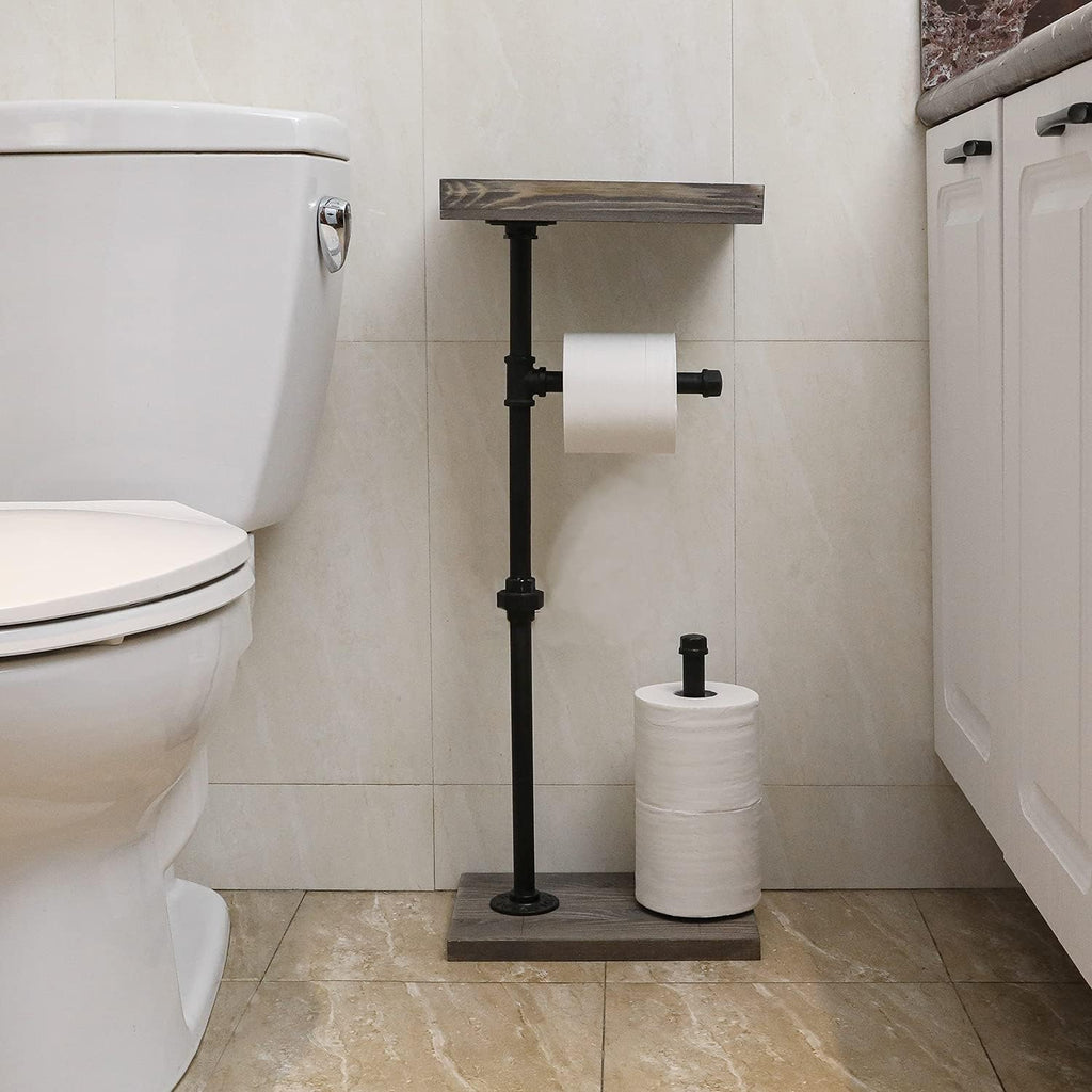 Rustic Wood Toilet Paper Holder Stand