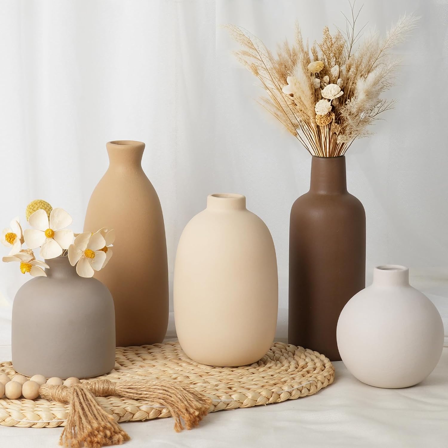 Modern Farmhouse Ceramic Flower Vase Set