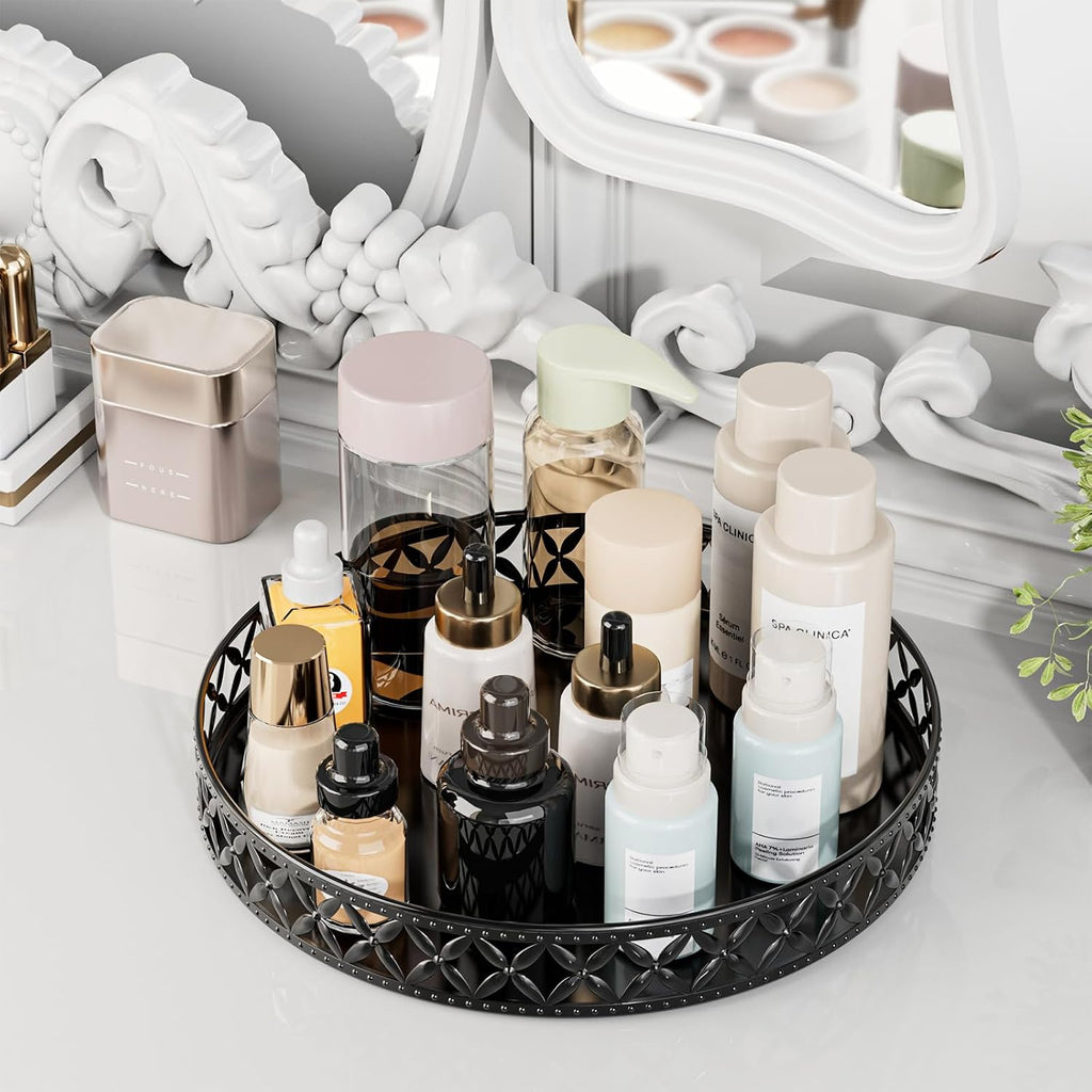 Round Black Decorative Vanity Serving Tray