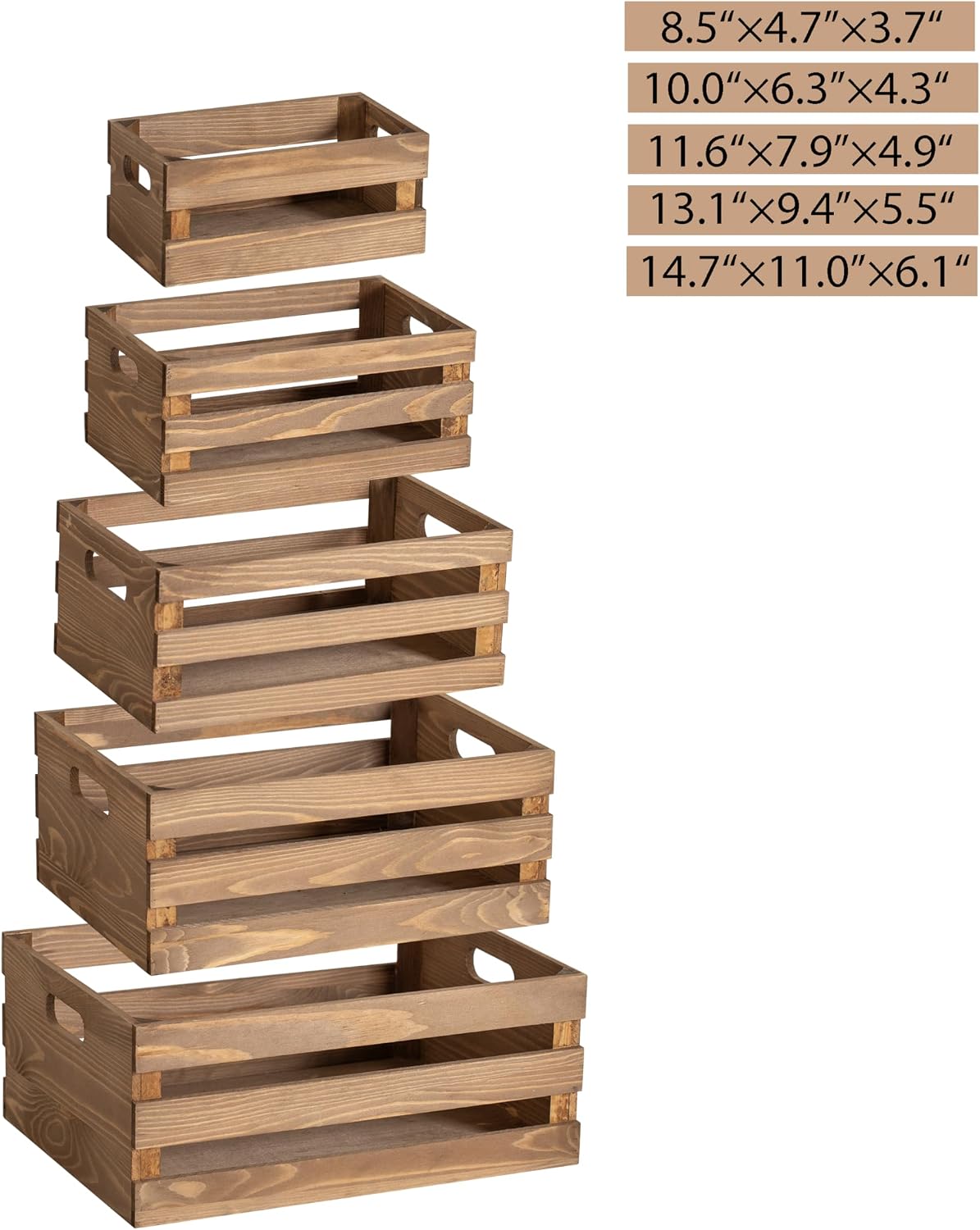 Rustic Wooden Storage Display Crate Set