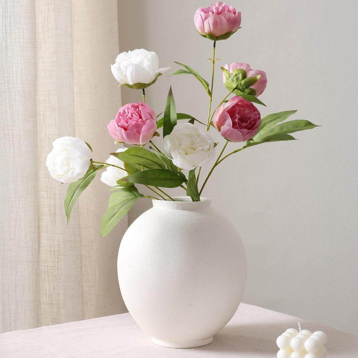 White Rustic Farmhouse Ceramic Flower Vase