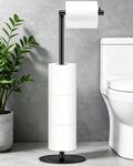 Black Freestanding Toilet Paper Holder With Shelf