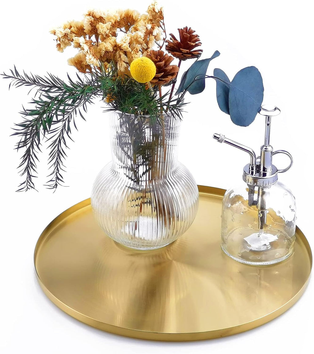 Vintage Gold Round Decorative Tray Set
