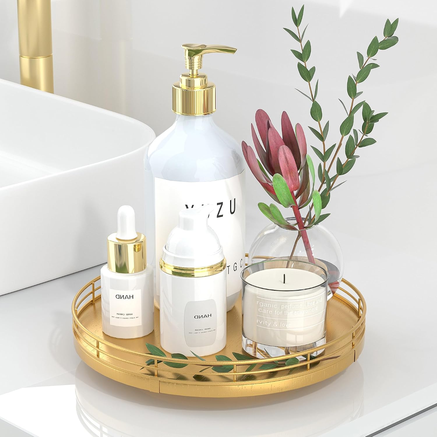 Oak Lazy Susan Vanity Storage Tray
