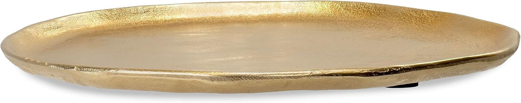 Gold Textured Round Metal Decorative Tray