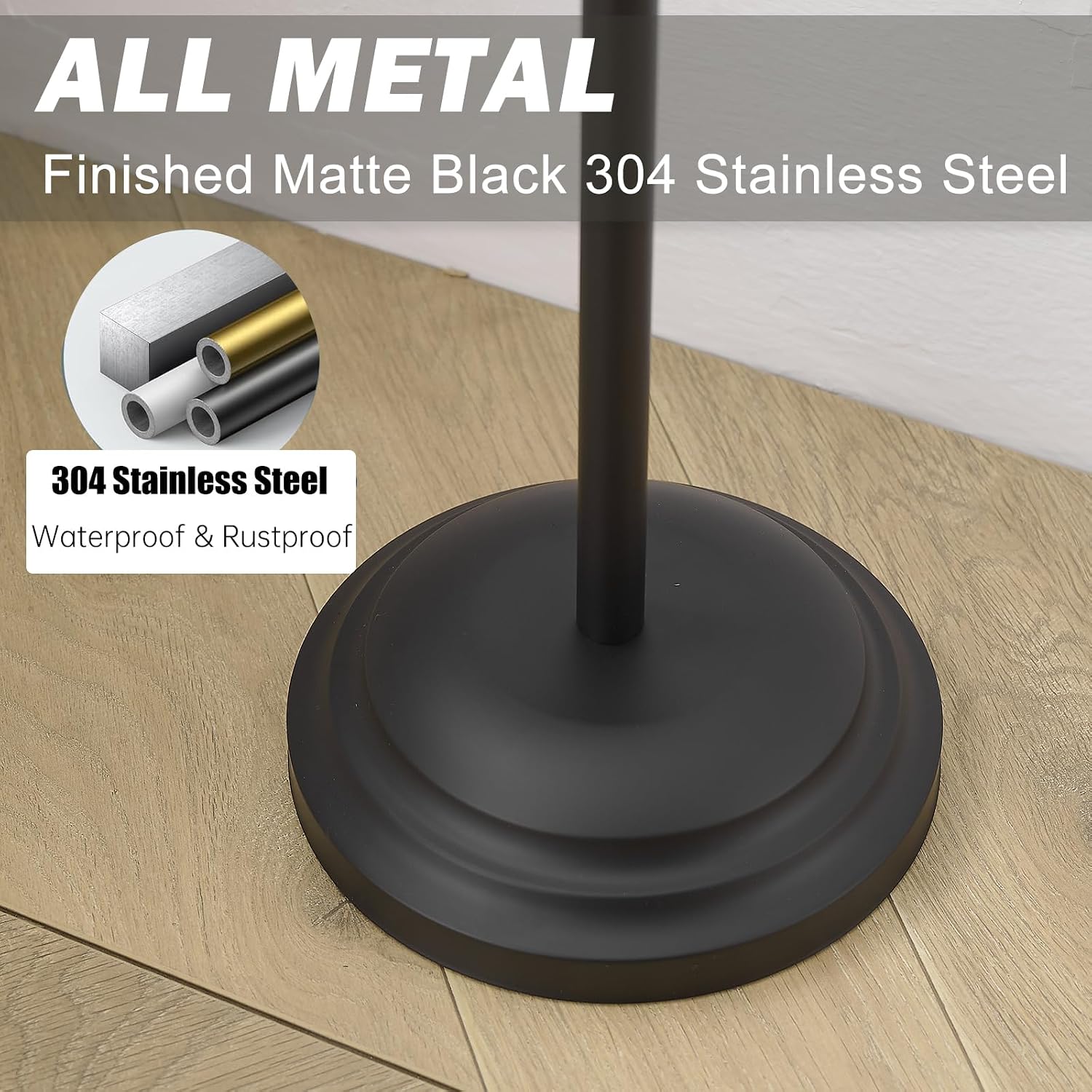 Matte Black Freestanding Toilet Paper Holder Stand