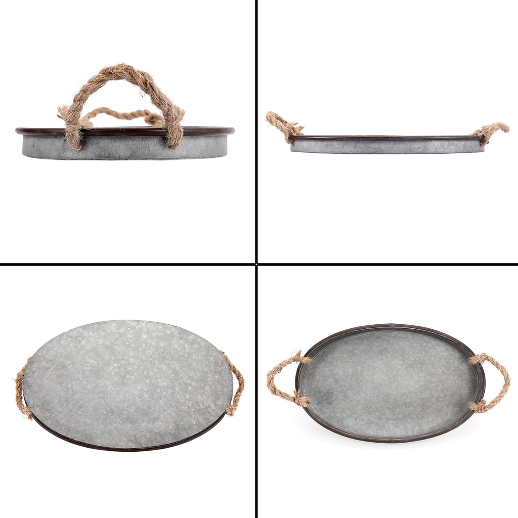 Farmhouse Metal Serving Tray With Handles