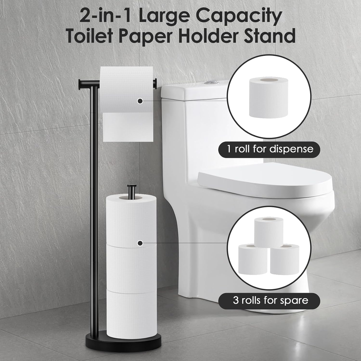 Bathroom Freestanding Toilet Paper Holder Stand